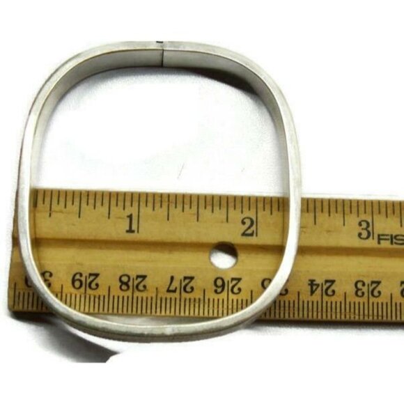 925 Hinged Bangle Bracelet Engraving Square Shape Sterling Silver Patina - Picture 9 of 12